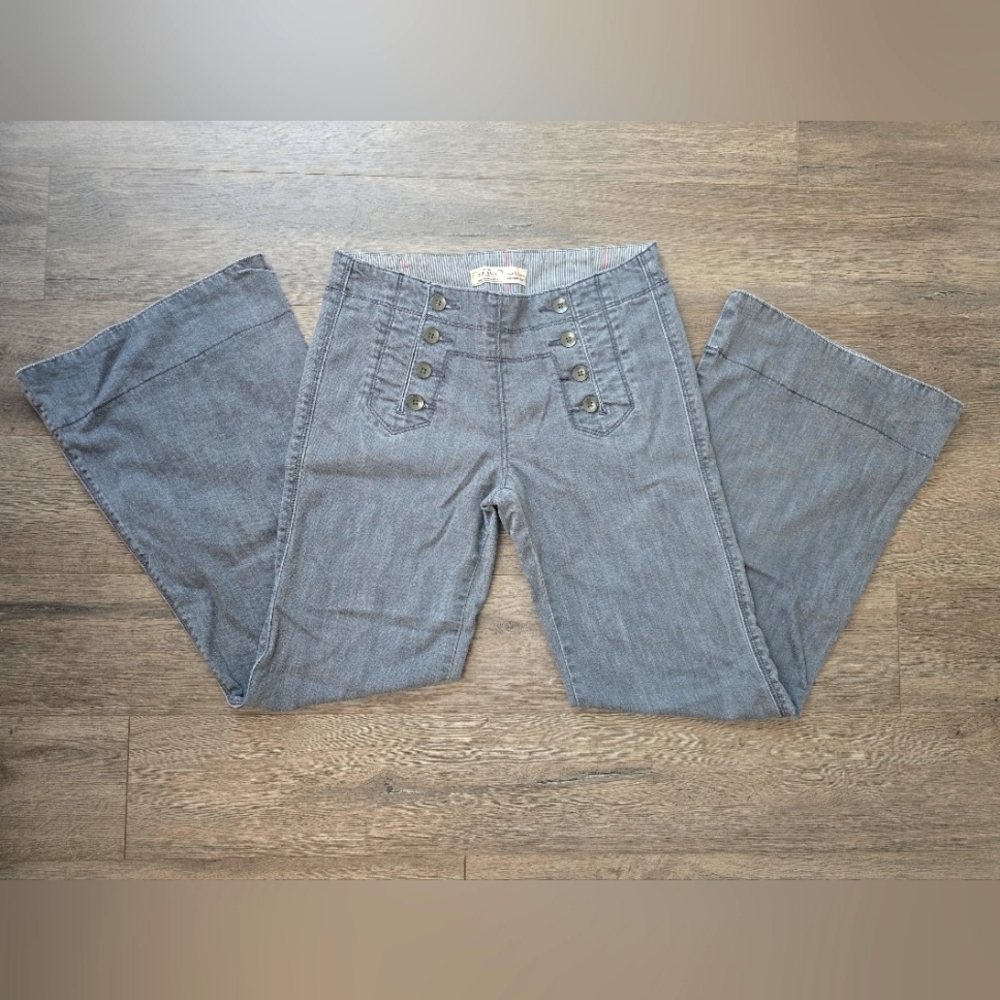 Y2K Lowest Rise Sailor Flared Leg Old Navy Trousers Size 10 Grey Boho New Preppy